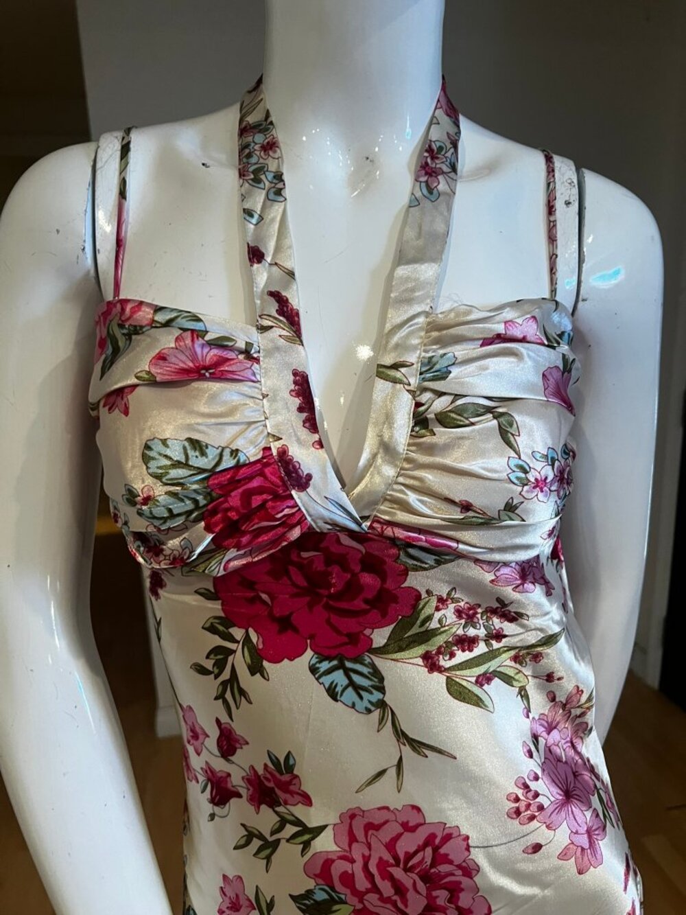 VINTAGE Y2K 90'S WINDSOR FLORAL HALTER FAIRY BOHO GRUNGE DRESS SZ 5 / SMALL - Picture 2 of 6